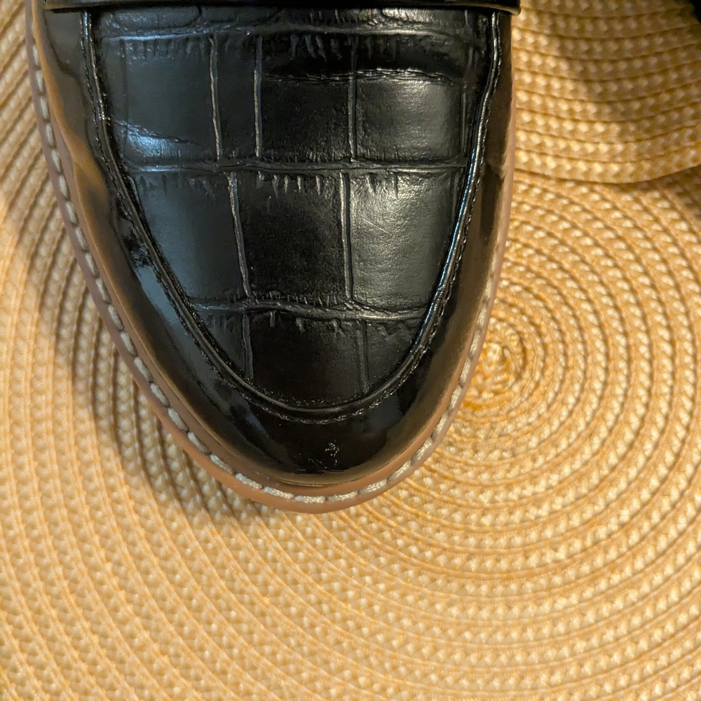Black Croc-Embossed Naturalilze Eiffel Loafers in
